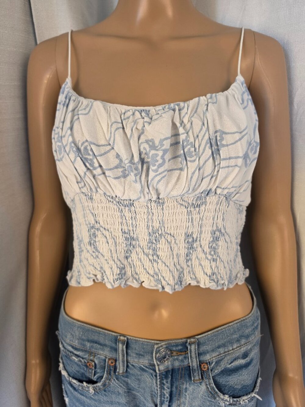 L.A. Hearts Blue & White Summer 100% Rayon Crop Top Waist Size Large